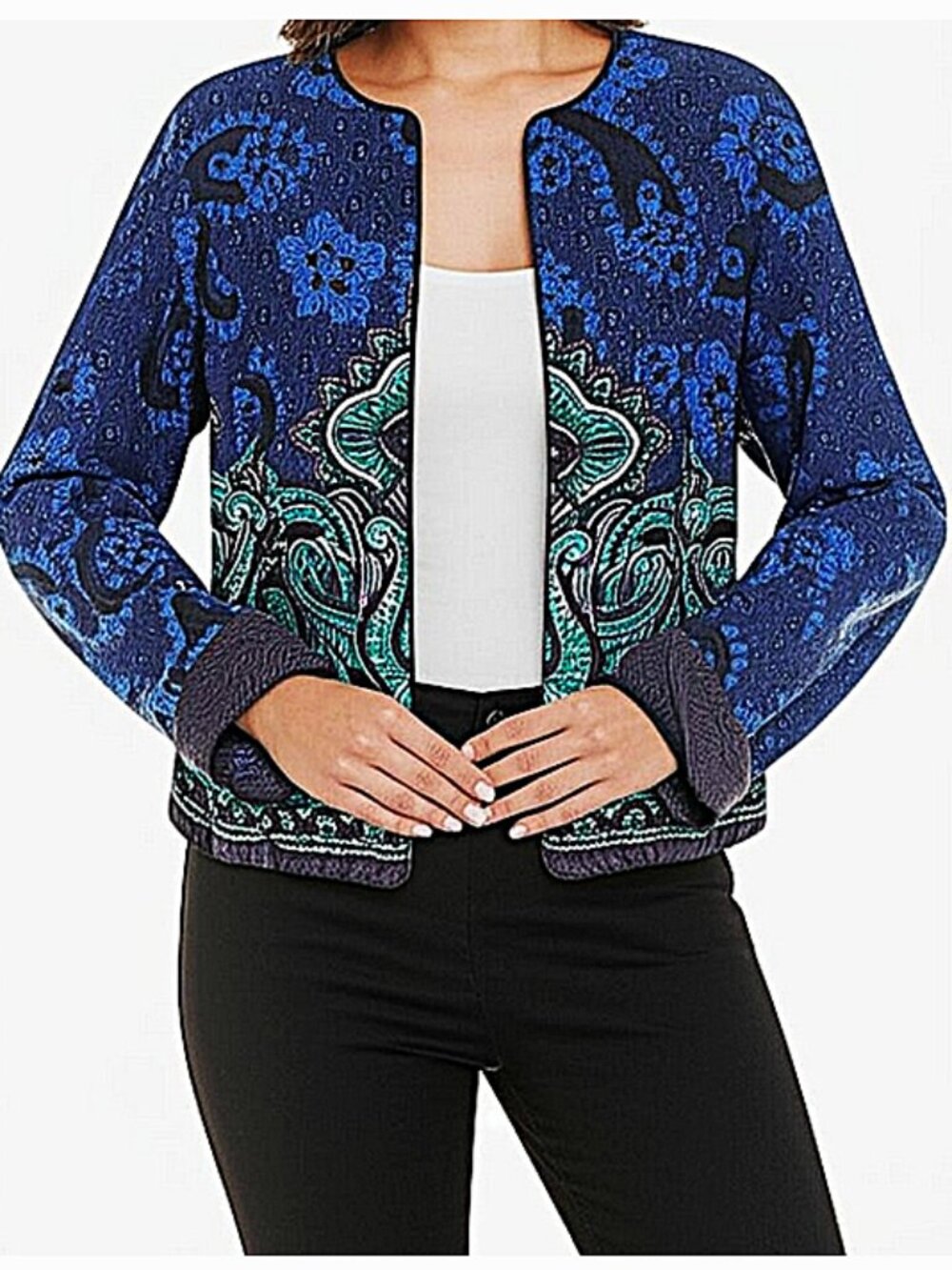 Coldwater Creek Blue Paisley Jacket size 16